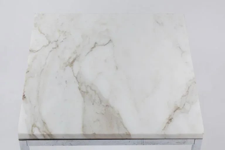 American Knoll-Style Chrome and Marble End Table, Circa 1950 - 8