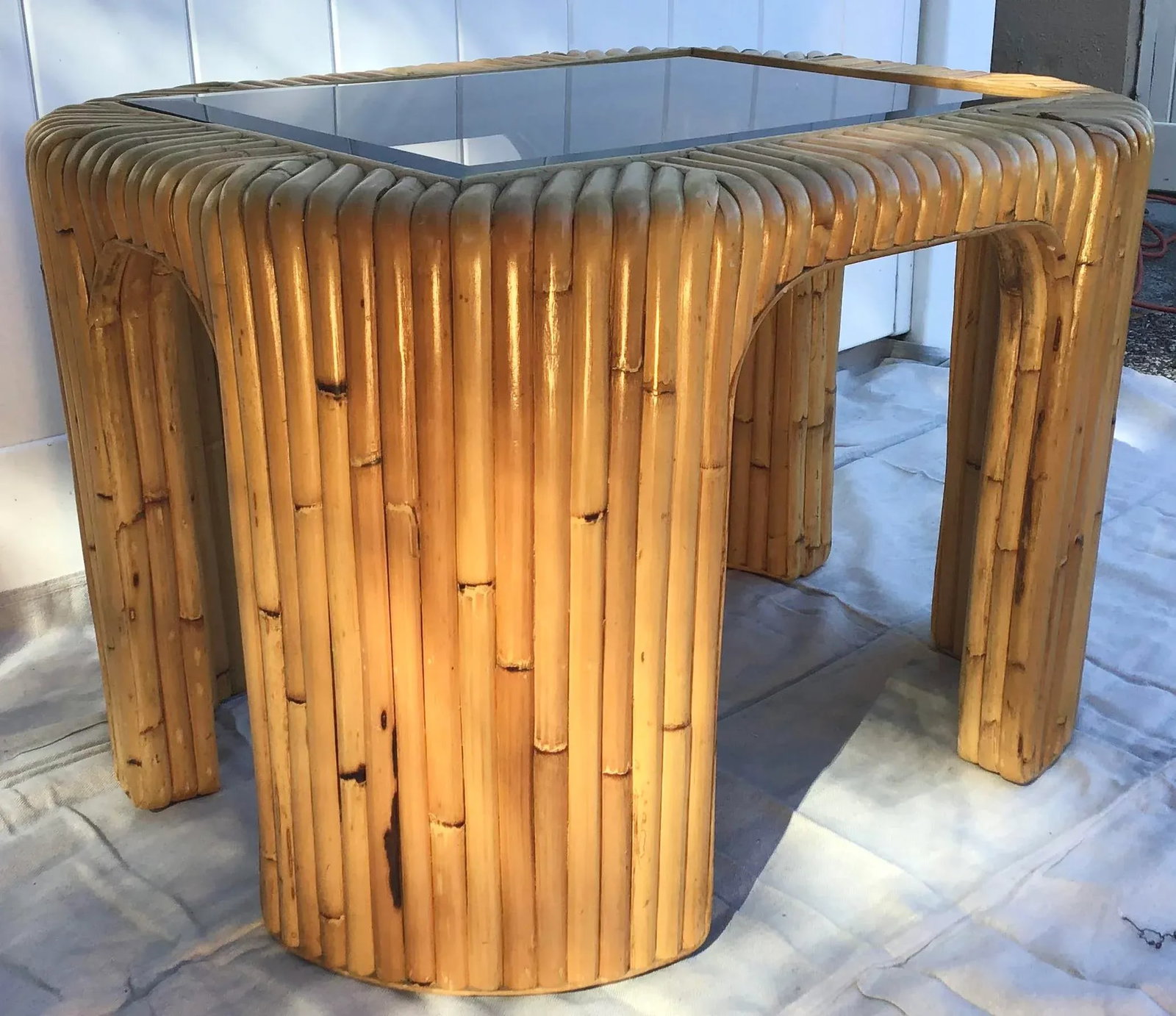 Mid Century Bamboo Side Table - 3