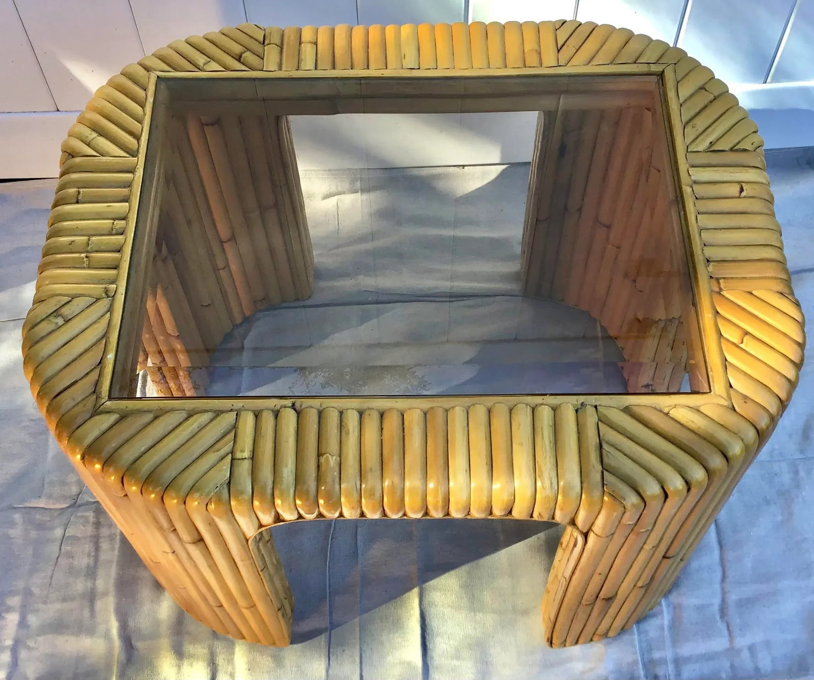 Mid Century Bamboo Side Table - 4
