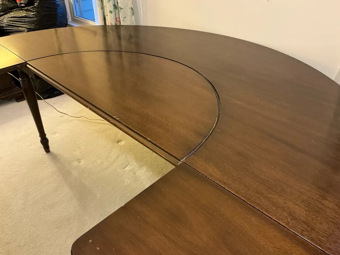 Vintage Crescent Desk / Cut Out Desk With Removable Middle - 7