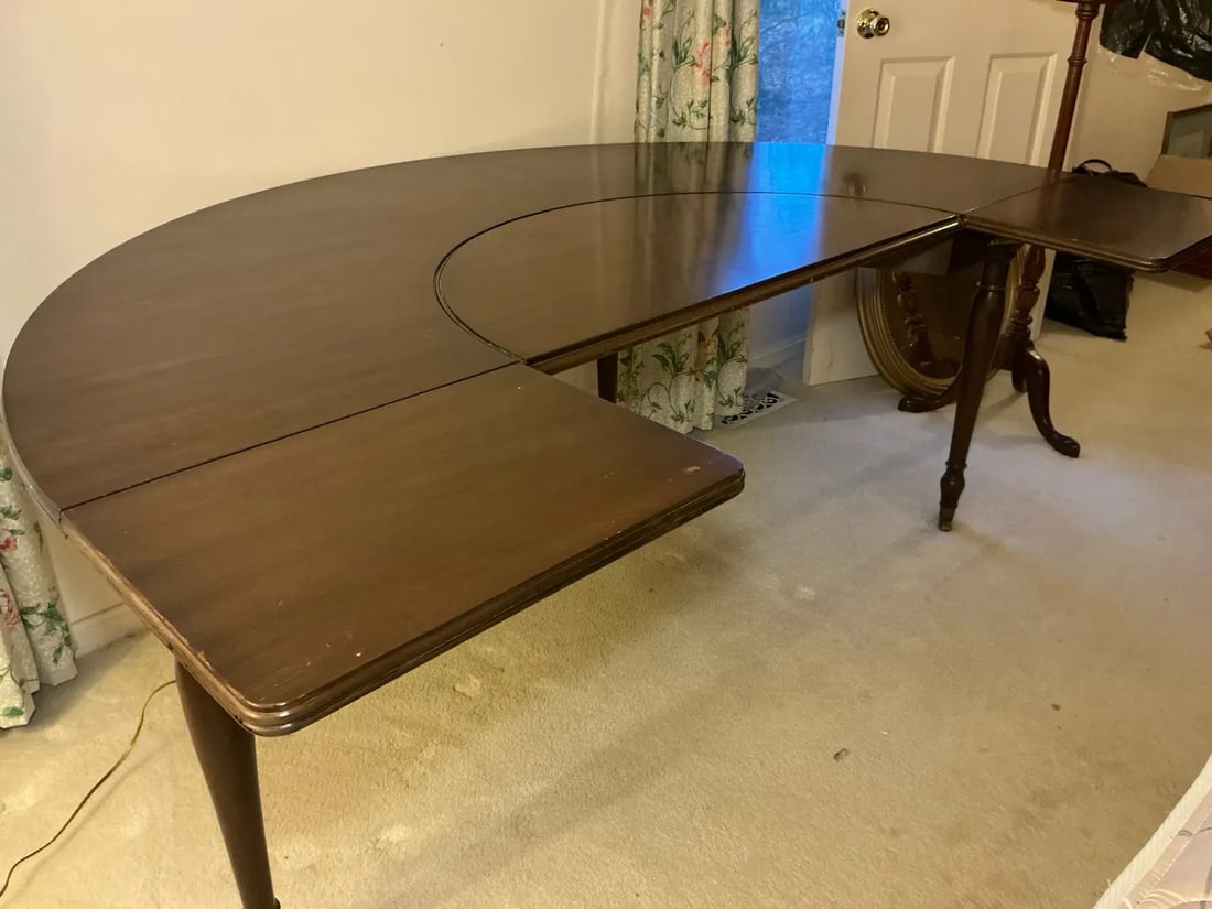 Vintage Crescent Desk / Cut Out Desk With Removable Middle - 8