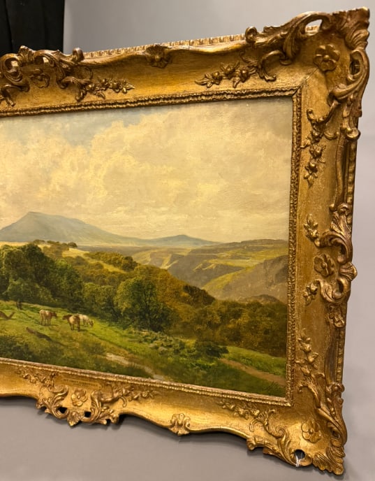 19th Century English Oil on Canvas Painting by James Peel, "Croft Pasture, Borrowdale," Gilt Frame - 4