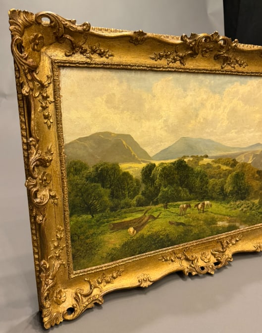 19th Century English Oil on Canvas Painting by James Peel, "Croft Pasture, Borrowdale," Gilt Frame - 5