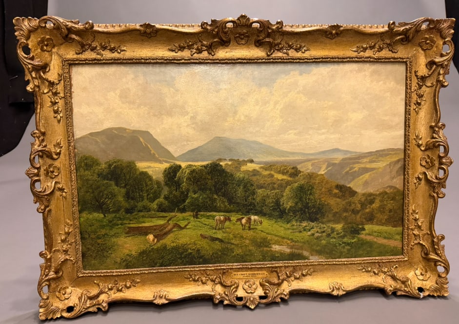 19th Century English Oil on Canvas Painting by James Peel, "Croft Pasture, Borrowdale," Gilt Frame - 7