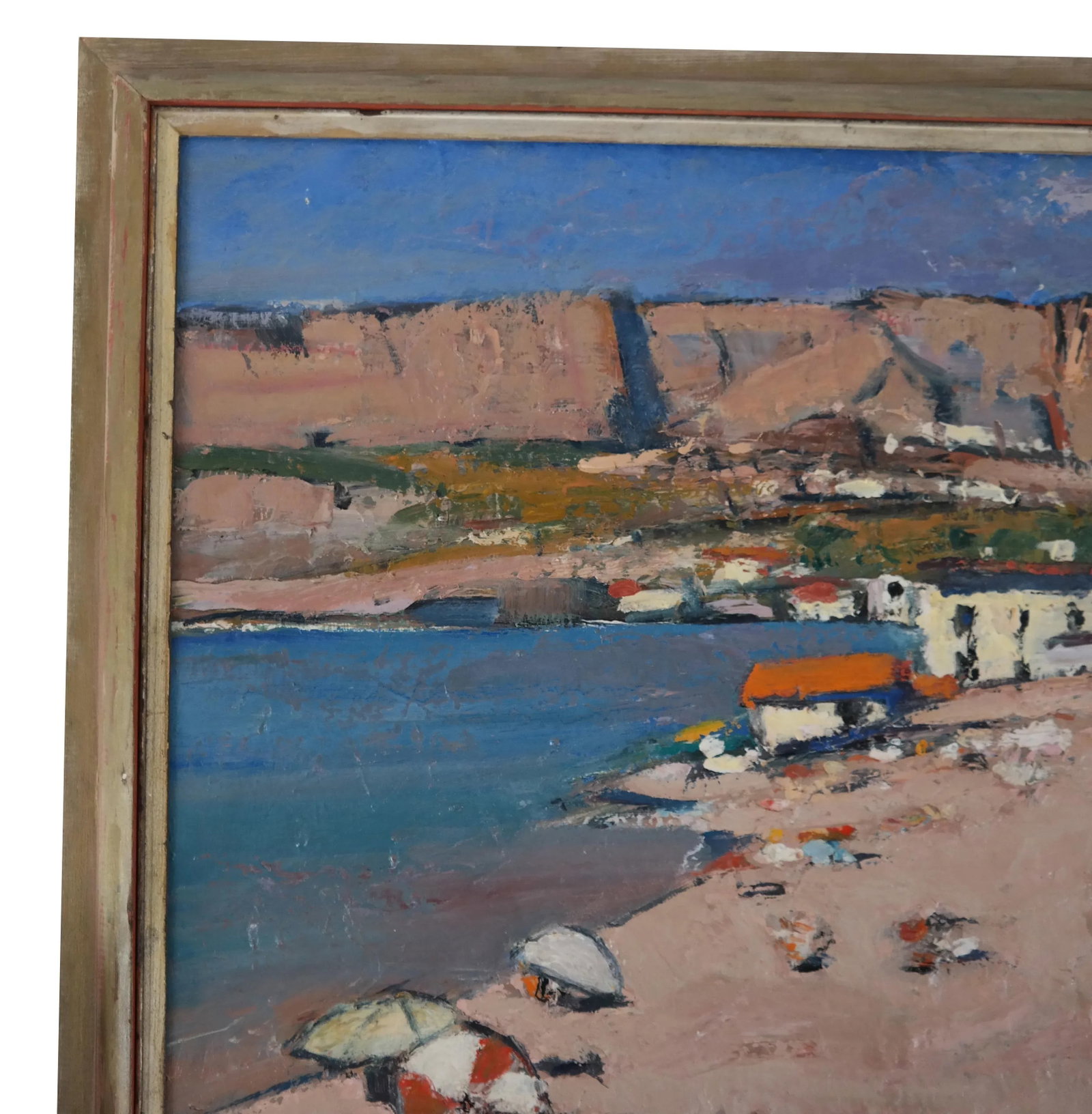 Mid Century Beach Landscape Oil on Board - 4