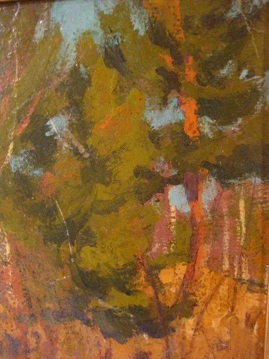 1917 Russian Autumn Landscape of a Birch Tree Forest Oil Painting on Board - 6
