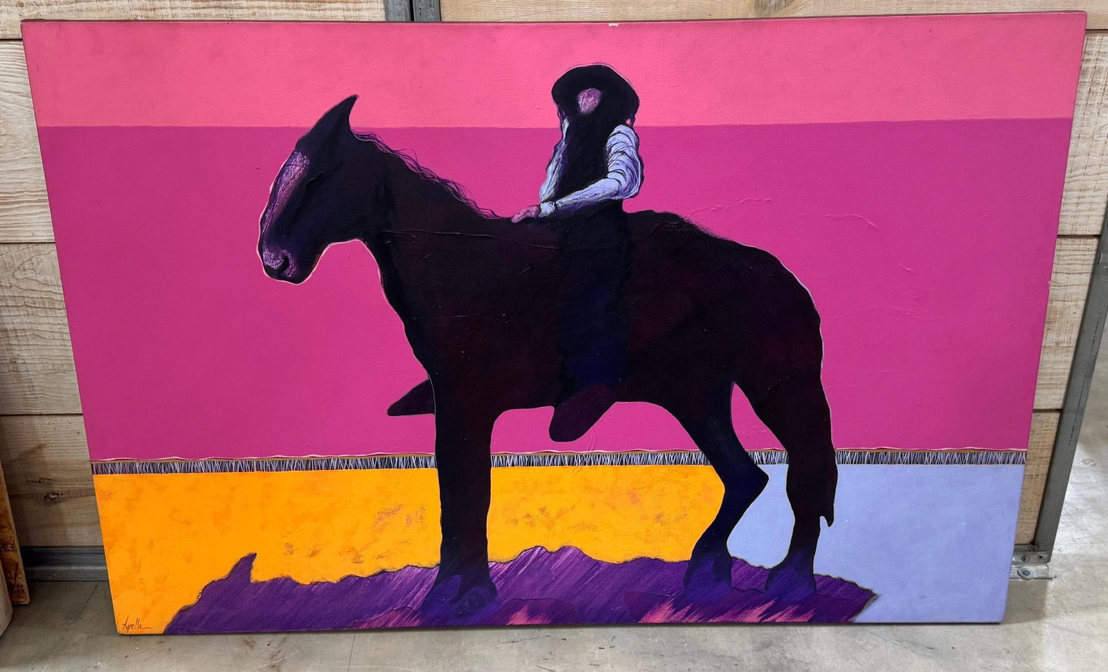 Len Agrella, "Cowboy at Sunset" Monumental Western Oil Painting - 2