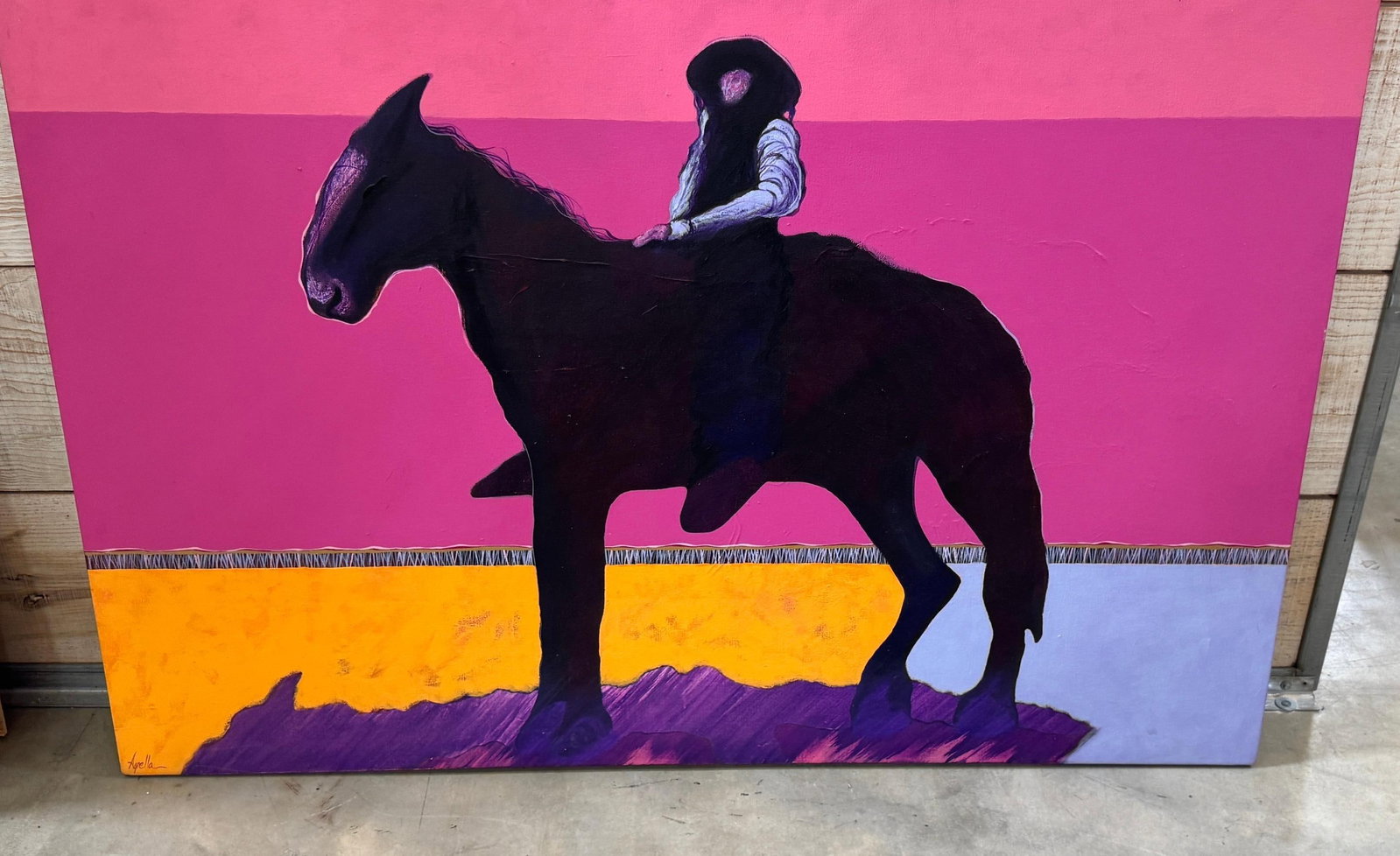 Len Agrella, "Cowboy at Sunset" Monumental Western Oil Painting - 3