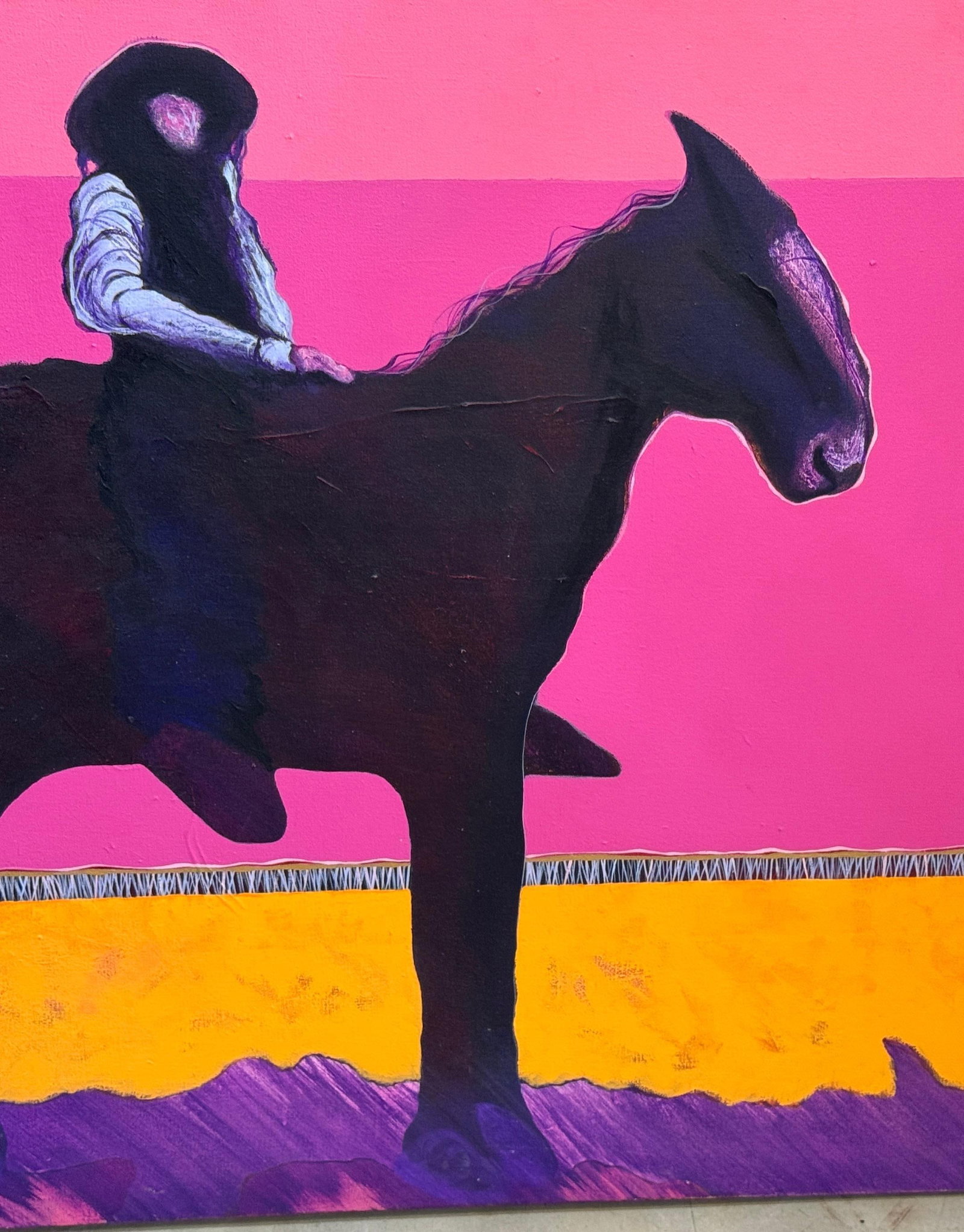 Len Agrella, "Cowboy at Sunset" Monumental Western Oil Painting - 5