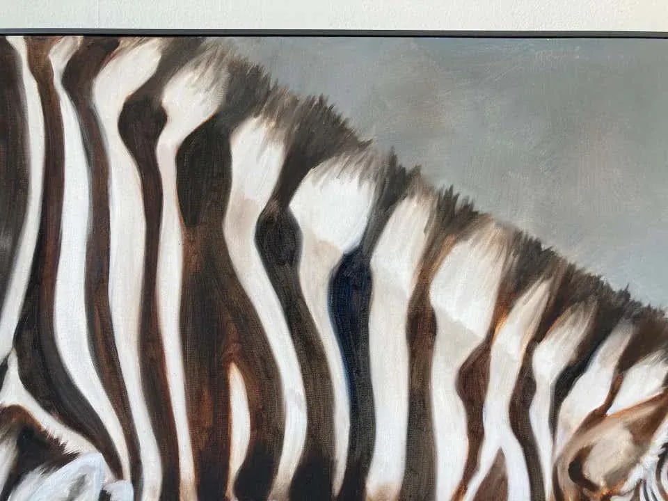 Large Oil on Canvas Oasis, African Zebras by Kindrie Grove, 1999 - 3