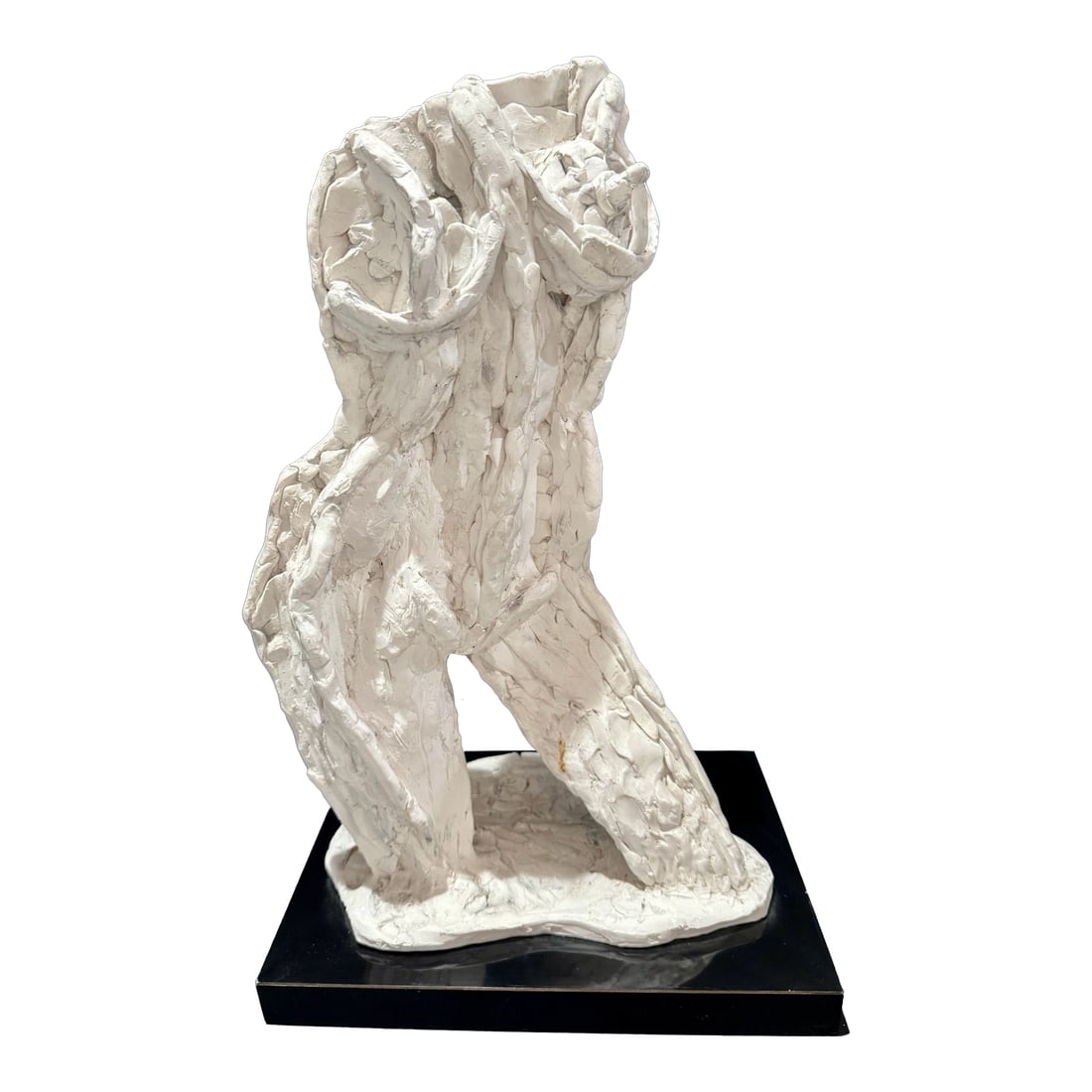 Larry Mohr Plaster Heavy Textured Female Torso Sculpture Signed From Artist Estate: Original Larry Mohr sculpture in plaster acquired from the artist's estate. This piece is signed at the base. This work shows the artist's modernist approach to form. Measures approximately 16.1/4''