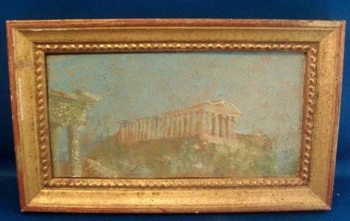 Henry Plussing Grand Tour Acropolis Oil Painting in Gilt Wood Frame - 2