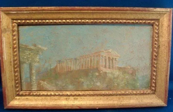 Henry Plussing Grand Tour Acropolis Oil Painting in Gilt Wood Frame - 3