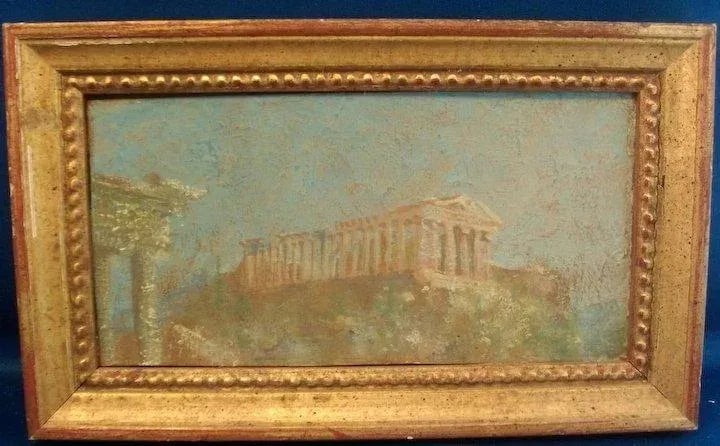Henry Plussing Grand Tour Acropolis Oil Painting in Gilt Wood Frame - 4