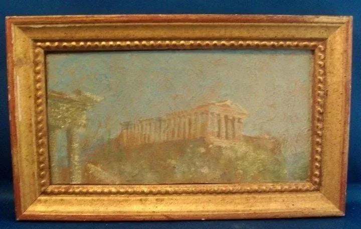 Henry Plussing Grand Tour Acropolis Oil Painting in Gilt Wood Frame - 6