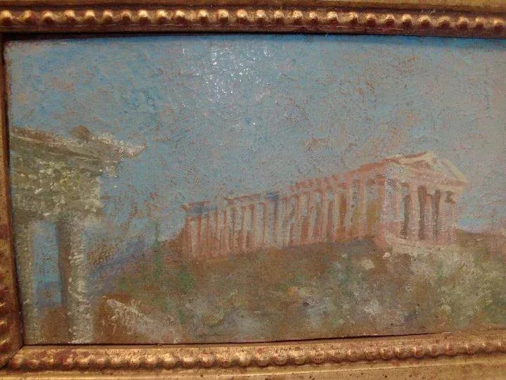 Henry Plussing Grand Tour Acropolis Oil Painting in Gilt Wood Frame - 7