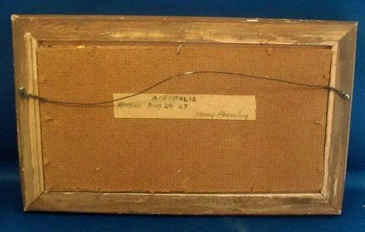 Henry Plussing Grand Tour Acropolis Oil Painting in Gilt Wood Frame - 8