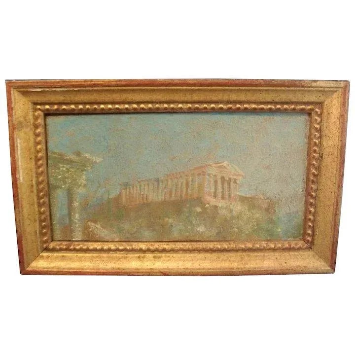 Henry Plussing Grand Tour Acropolis Oil Painting in Gilt Wood Frame - 9
