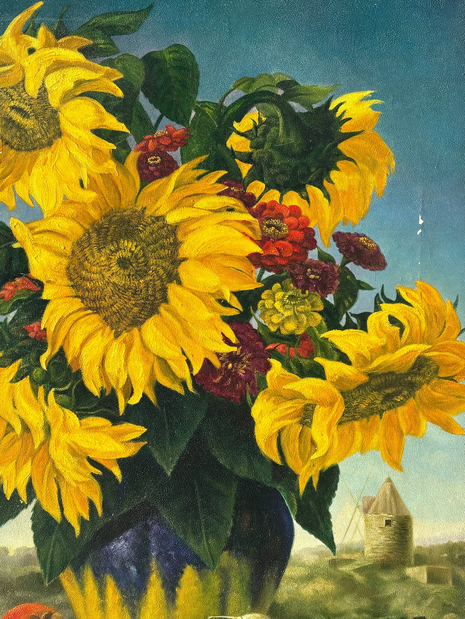 Sun Flowers - 20th C. Original Oil on Canvas in Exceptional Gilt Frame - 6