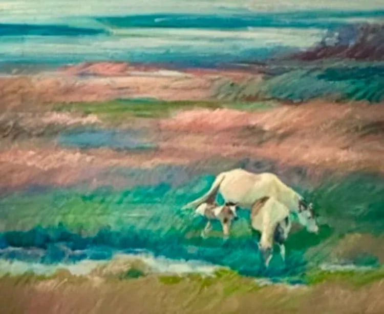 Abstract Oil Pastel Painting "Wild Horses", by Northwest Artist Lois Silver - 4