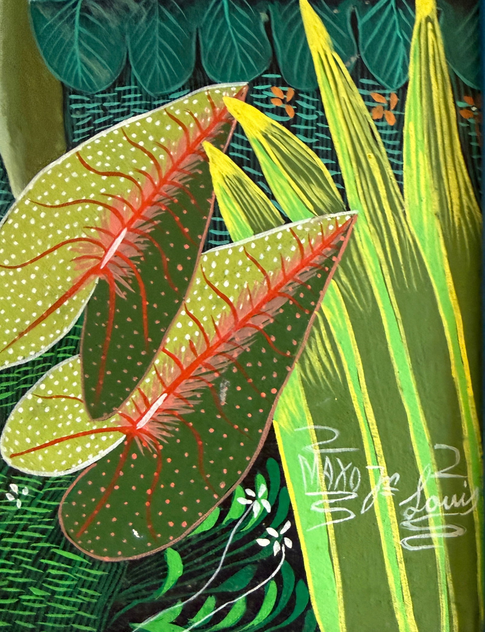 Haitian Naive Art Style Jungle Painting by Maxo Jn Louis. - 2