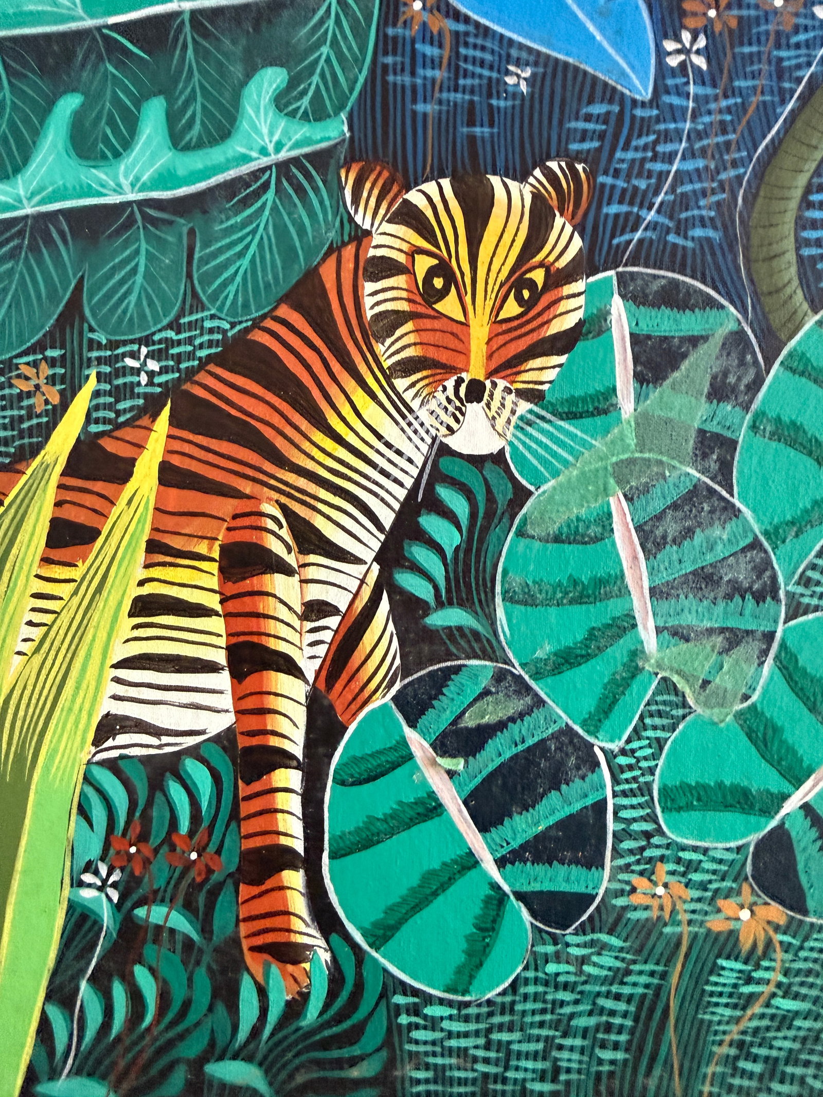 Haitian Naive Art Style Jungle Painting by Maxo Jn Louis. - 4
