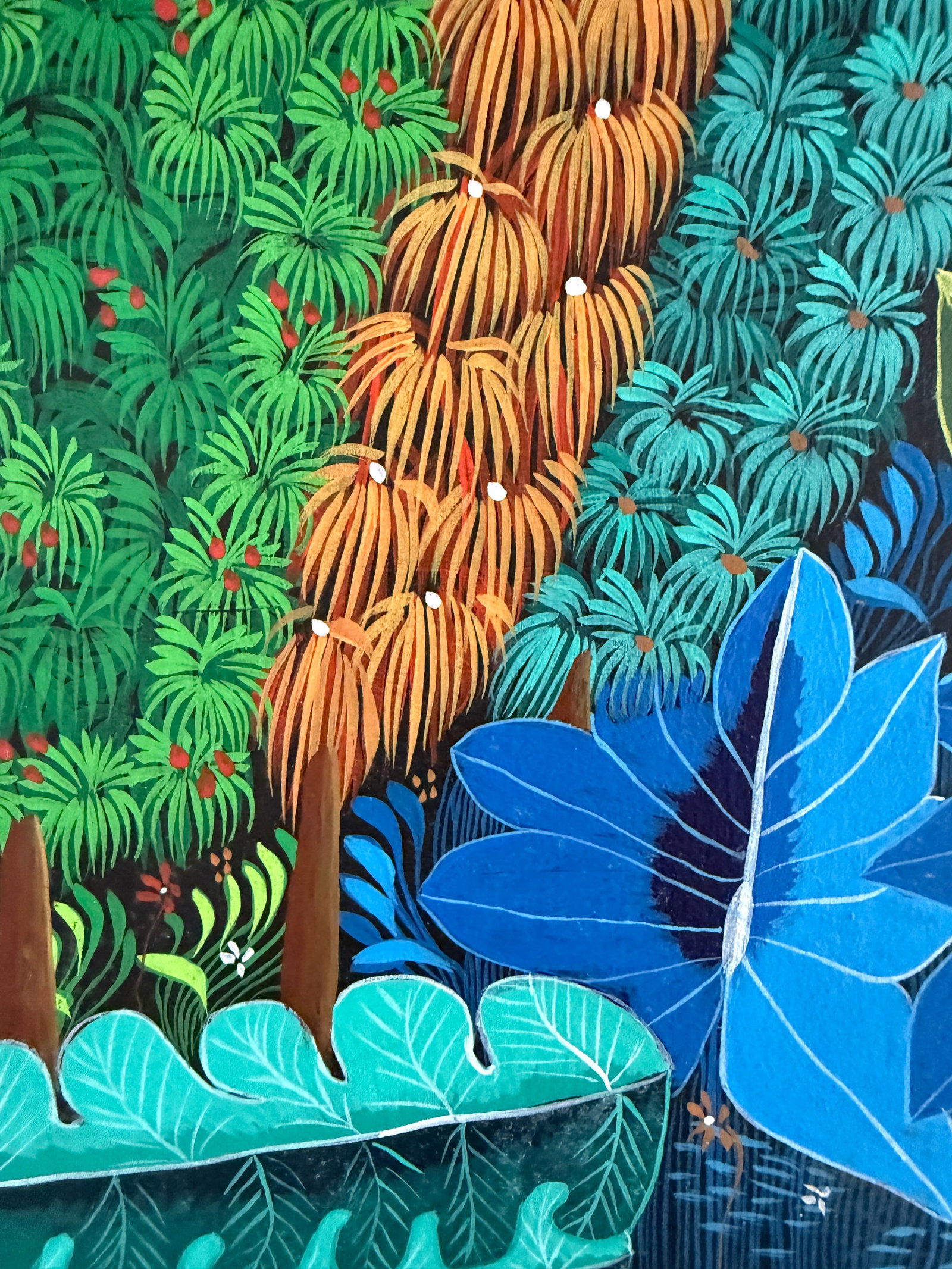 Haitian Naive Art Style Jungle Painting by Maxo Jn Louis. - 6