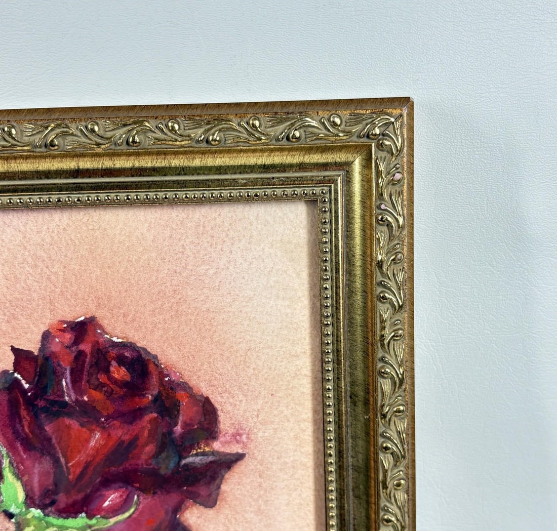 1997 Original Signed Steve LeBailly Botanical Watercolor - "Single Rose" - 10
