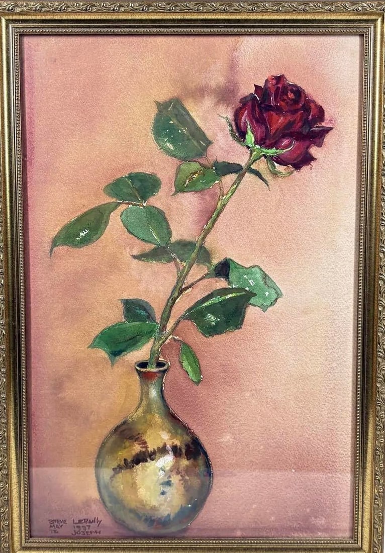 1997 Original Signed Steve LeBailly Botanical Watercolor - "Single Rose" - 3