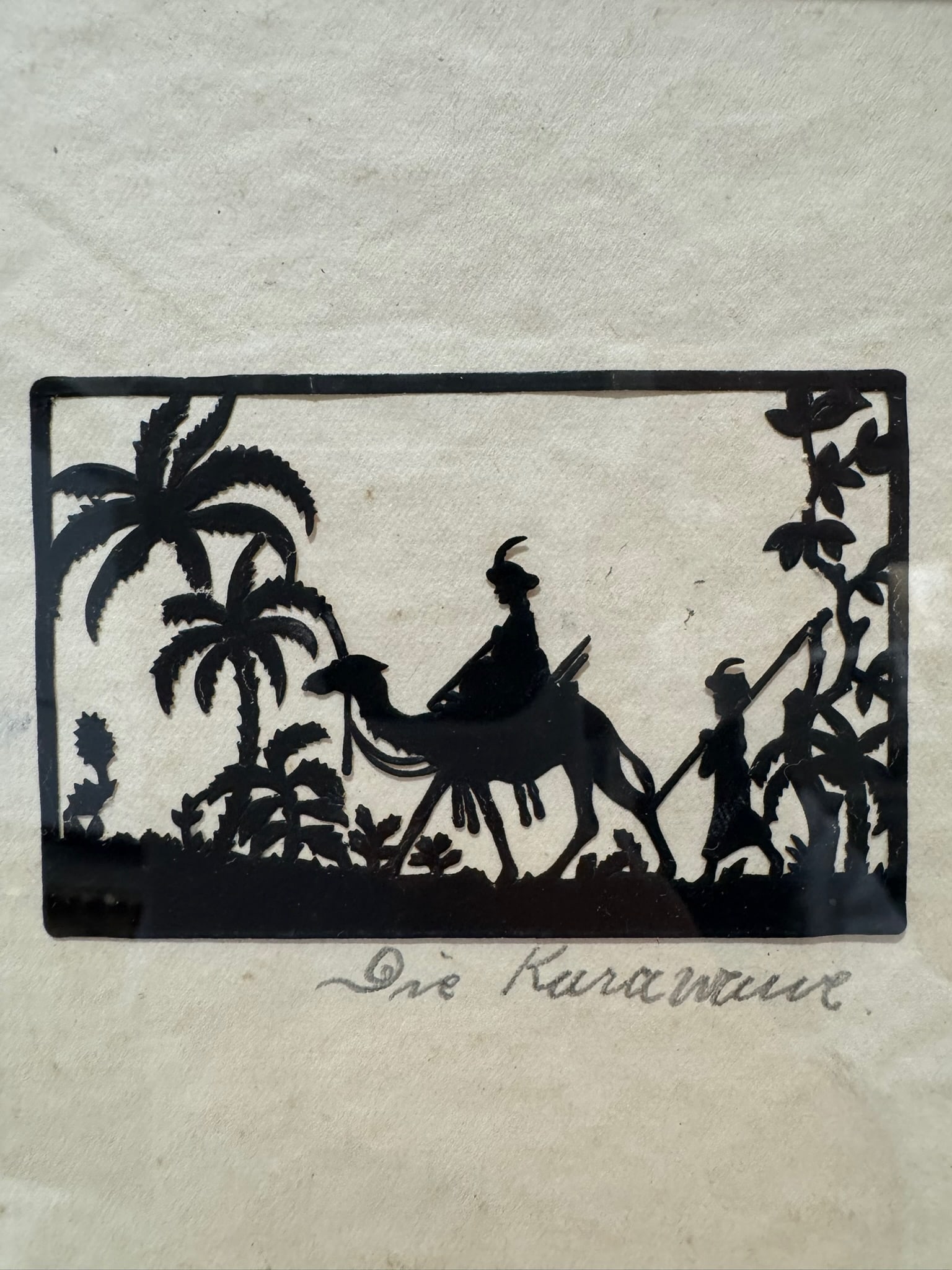 Pair of Early 20th-Century German Silhouette Cut-Paper Artworks - "Abendsplinden" & "Die Karawane", - 3
