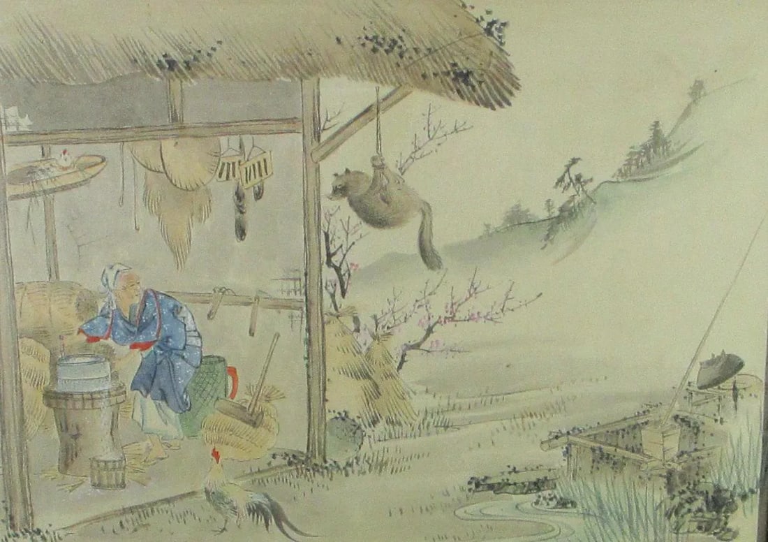 Framed Japanese Watercolor Painting - 3