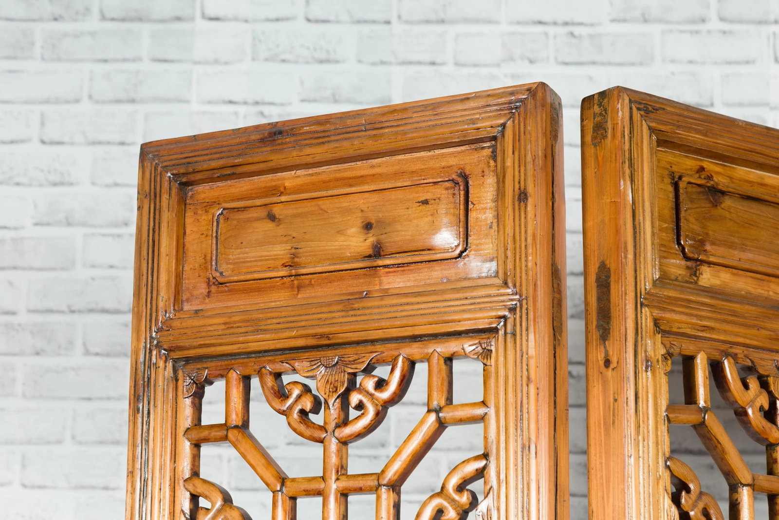 Chinese Early 20th Century Fretwork Four-Panel Screen with Geometric Motifs - 5