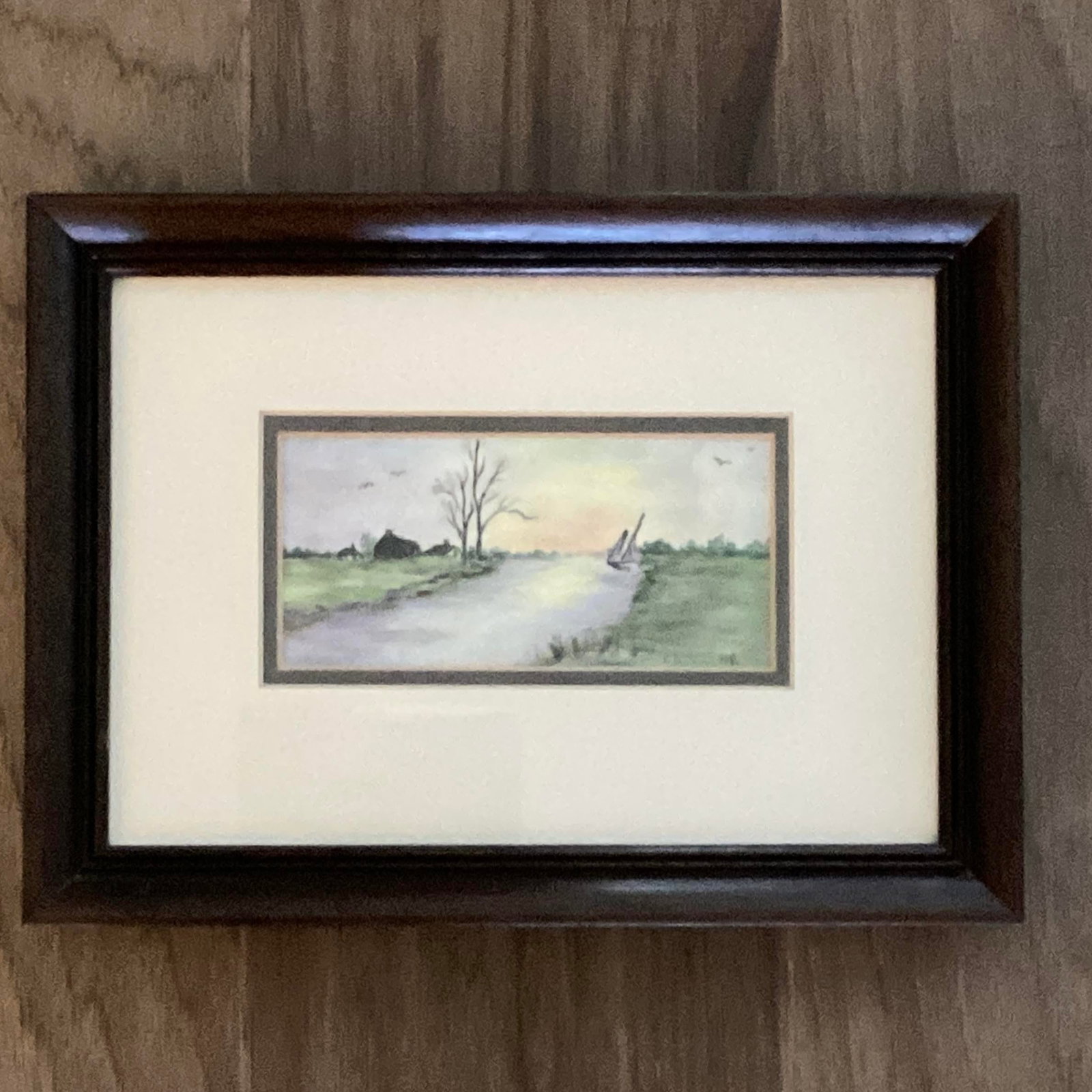 Sailing Into Sunset - Small Framed Original Painting Mid 20th Century - 2
