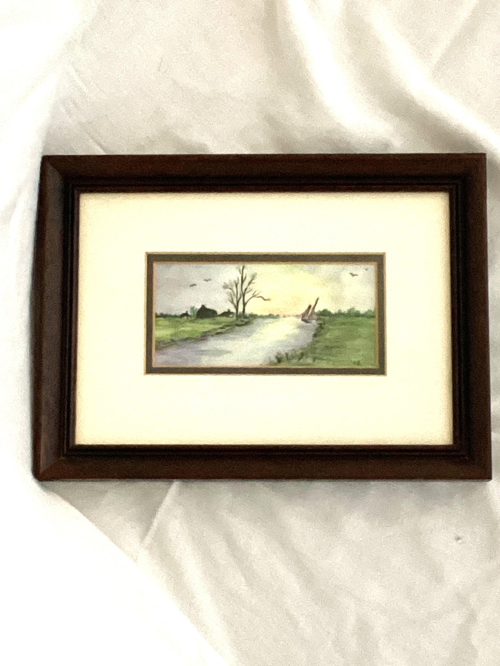 Sailing Into Sunset - Small Framed Original Painting Mid 20th Century - 4