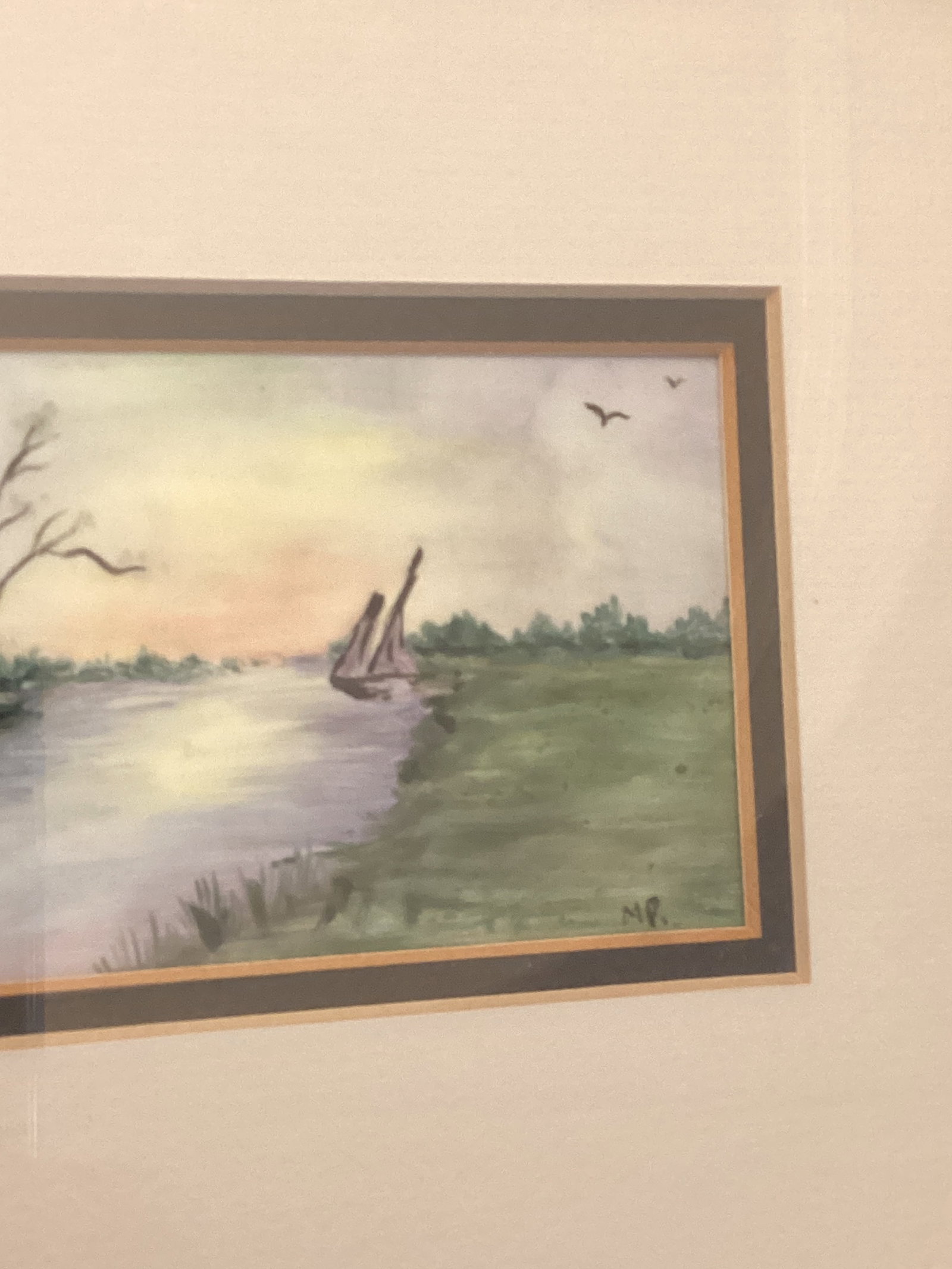 Sailing Into Sunset - Small Framed Original Painting Mid 20th Century - 6