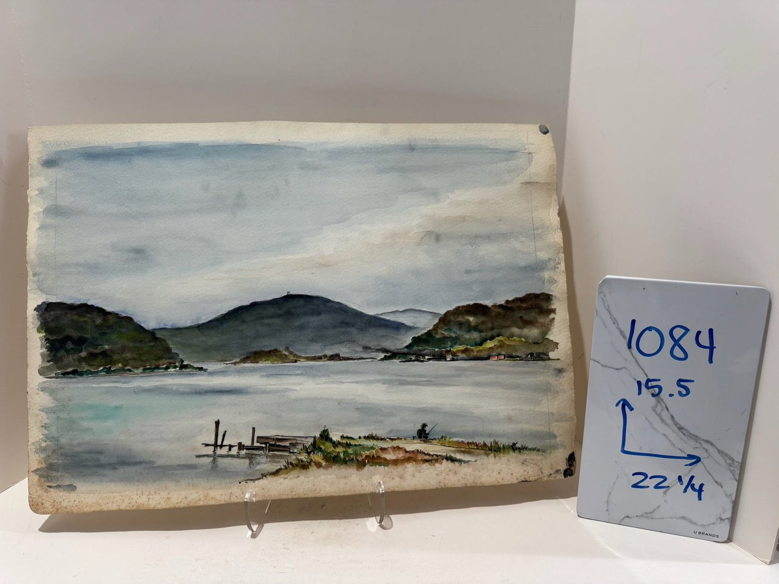 Henry Emil Salloch Original Watercolor on Paper Coastal Bay, 1944. - 7