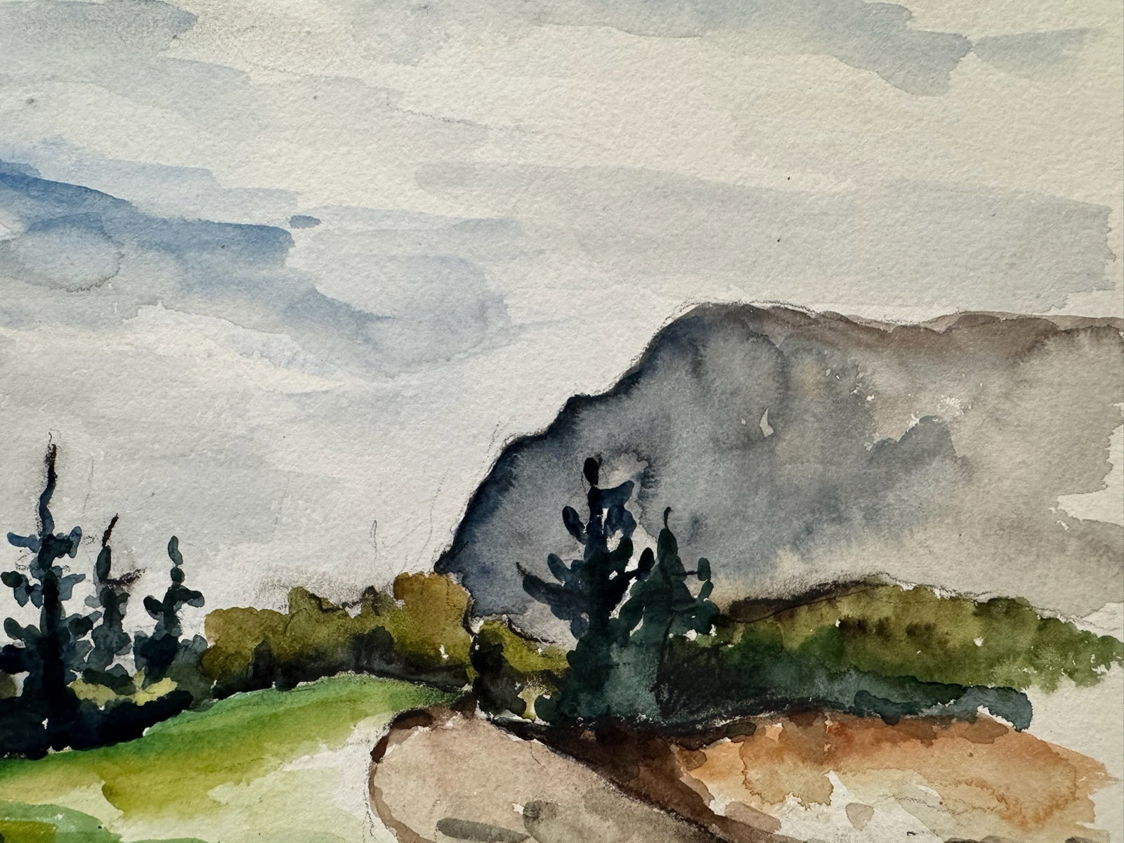Henry Emil Salloch Original Watercolor on Paper Mountain Valley 1940 - 3