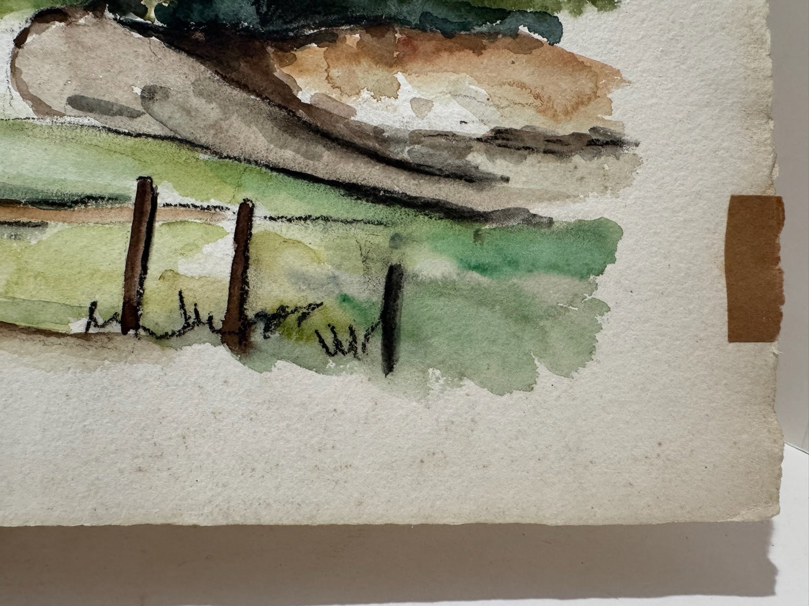 Henry Emil Salloch Original Watercolor on Paper Mountain Valley 1940 - 4