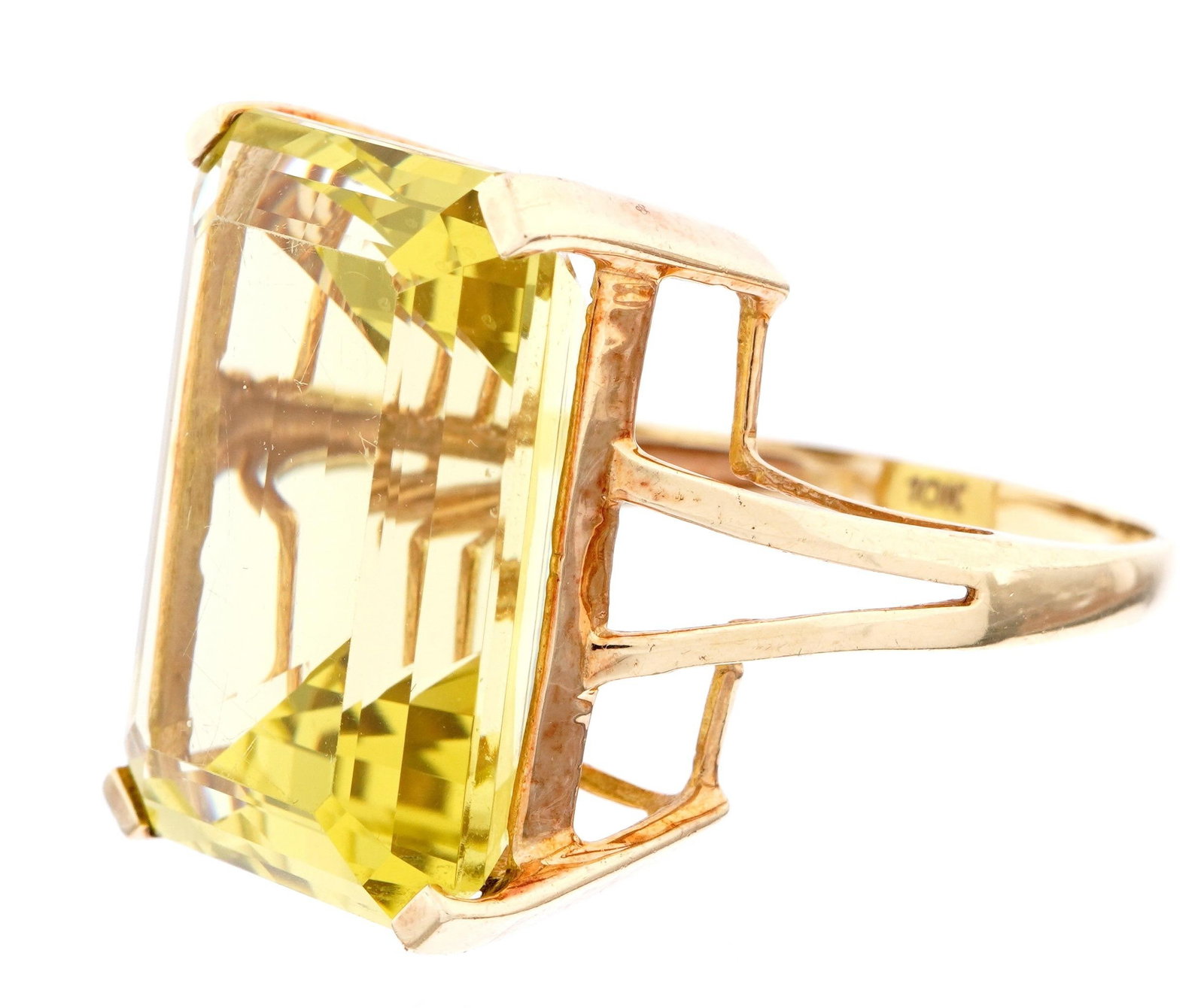 10k Gold Yellow Amethyst Cocktail Ring - 3