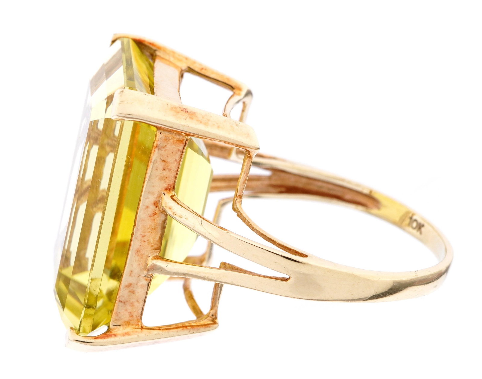 10k Gold Yellow Amethyst Cocktail Ring - 4