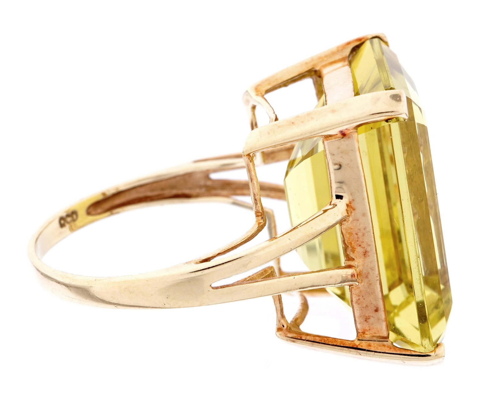 10k Gold Yellow Amethyst Cocktail Ring - 6
