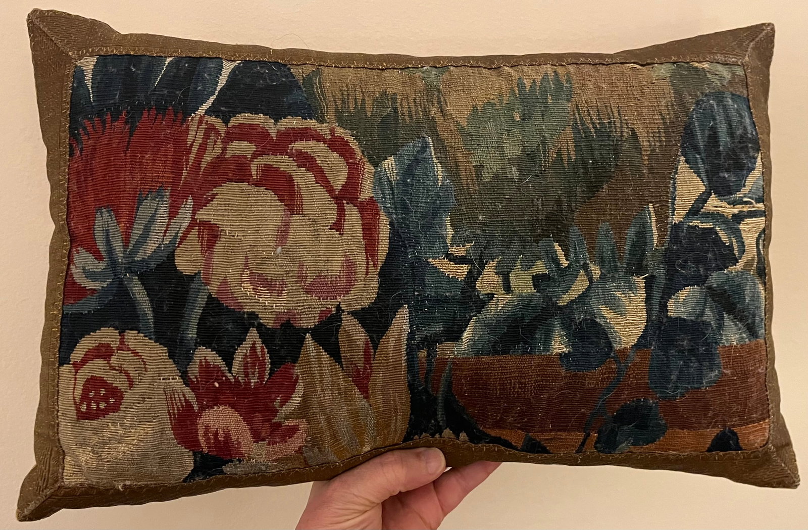 Antique 18th Century French Aubusson Verdure Tapestry Pillow - 3