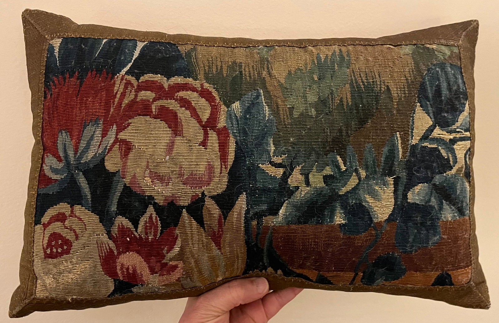 Antique 18th Century French Aubusson Verdure Tapestry Pillow - 4
