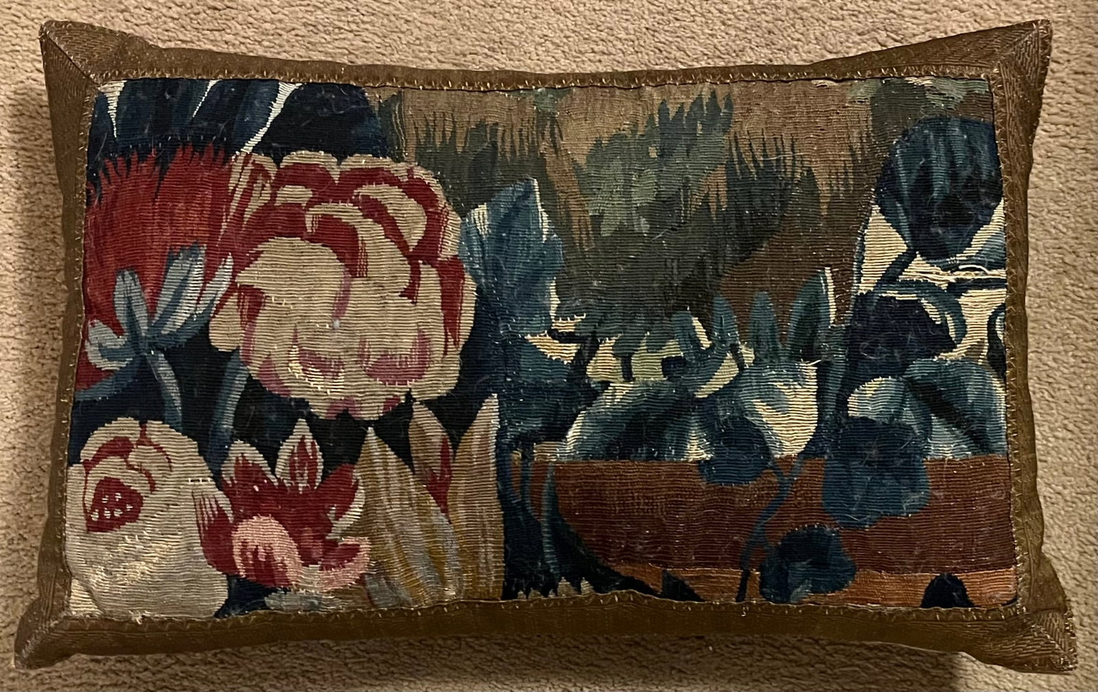 Antique 18th Century French Aubusson Verdure Tapestry Pillow - 6