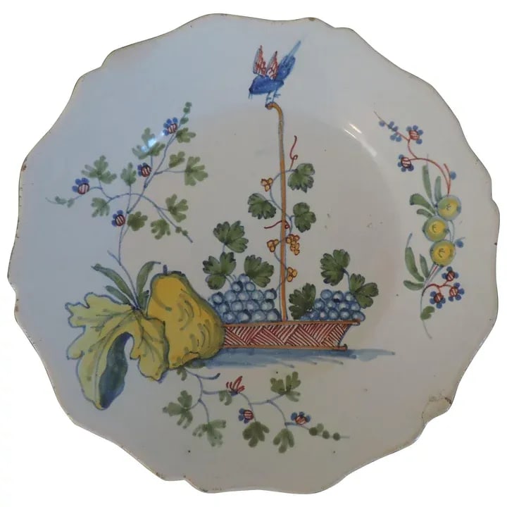 18th Century French Faience Tin Glaze Delft Pottery Plate - 8
