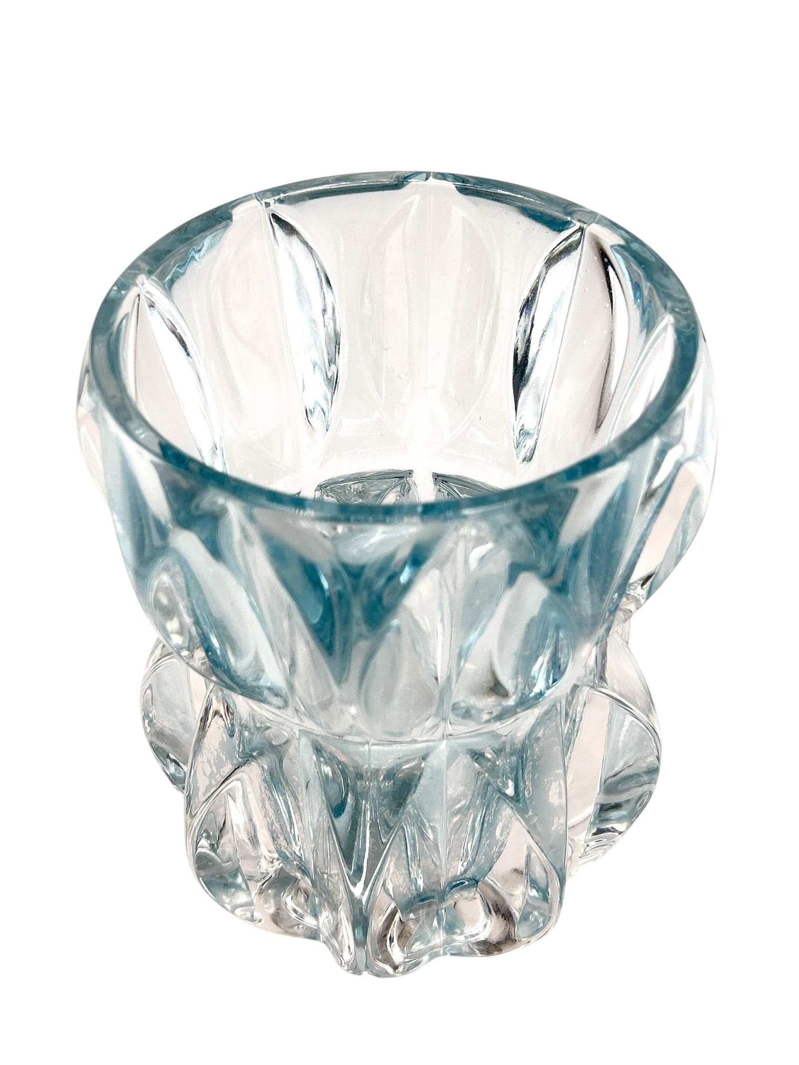 1960s Brutalist Double Bowl Heavy Crystal Vase Designed for Union Sklo - 2
