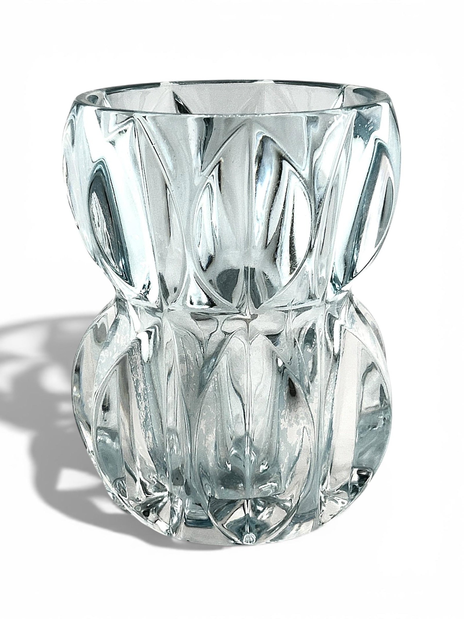 1960s Brutalist Double Bowl Heavy Crystal Vase Designed for Union Sklo - 3