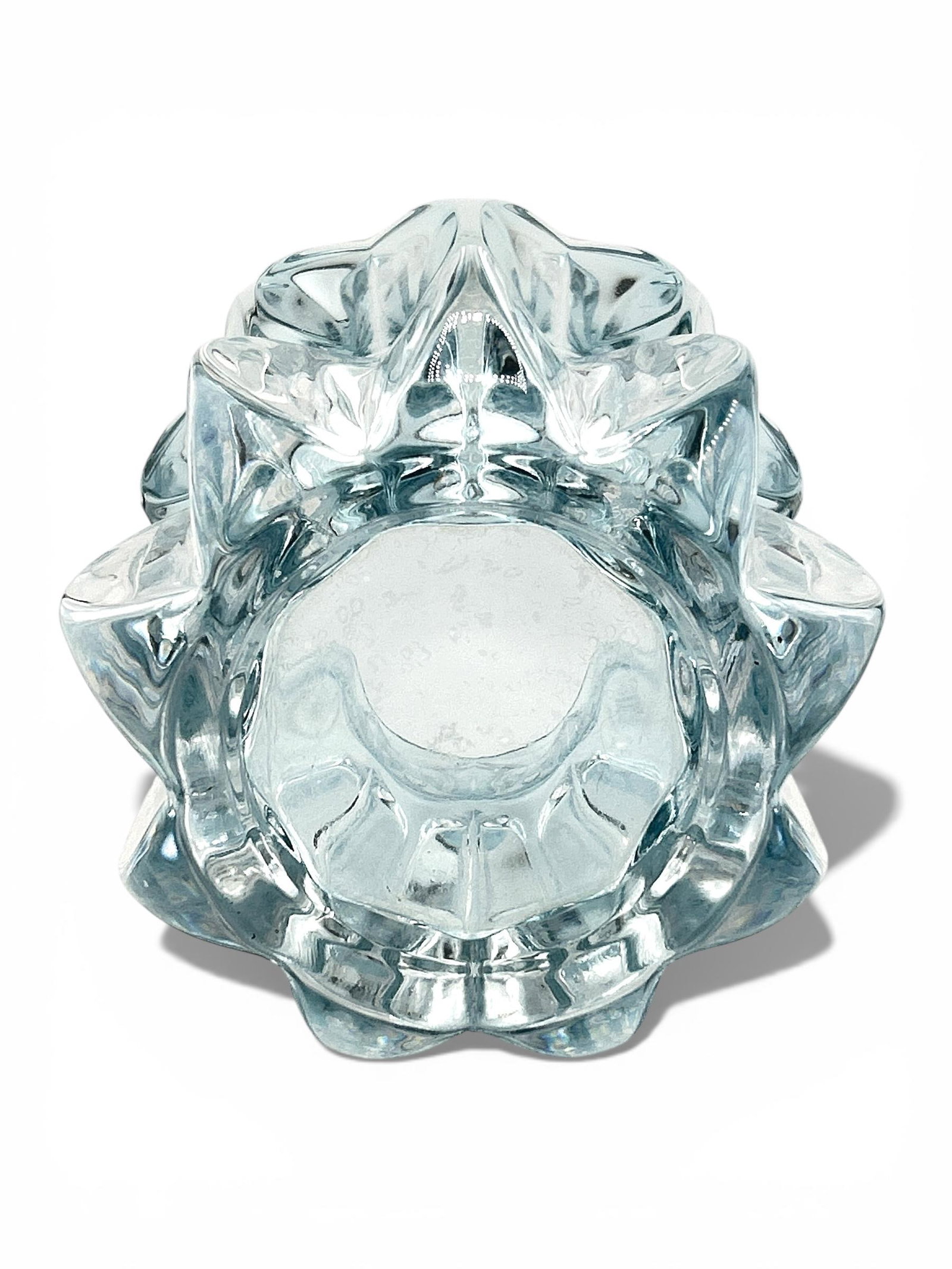 1960s Brutalist Double Bowl Heavy Crystal Vase Designed for Union Sklo - 5