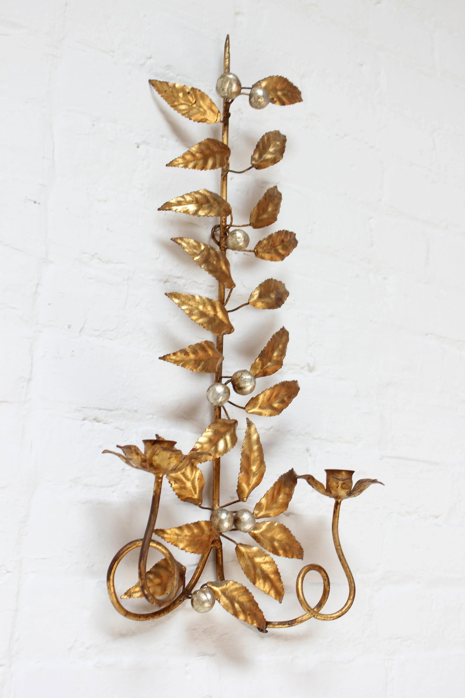 Vintage Italian Gilt Tole Florentine Sconce / Candleholder - 2