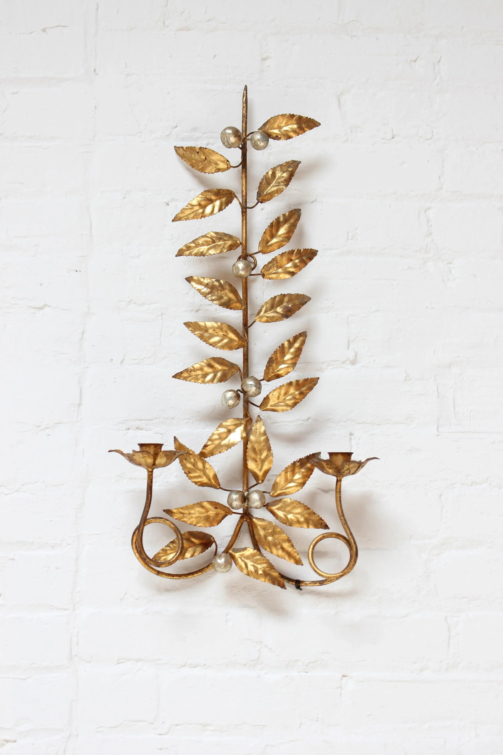 Vintage Italian Gilt Tole Florentine Sconce / Candleholder - 3